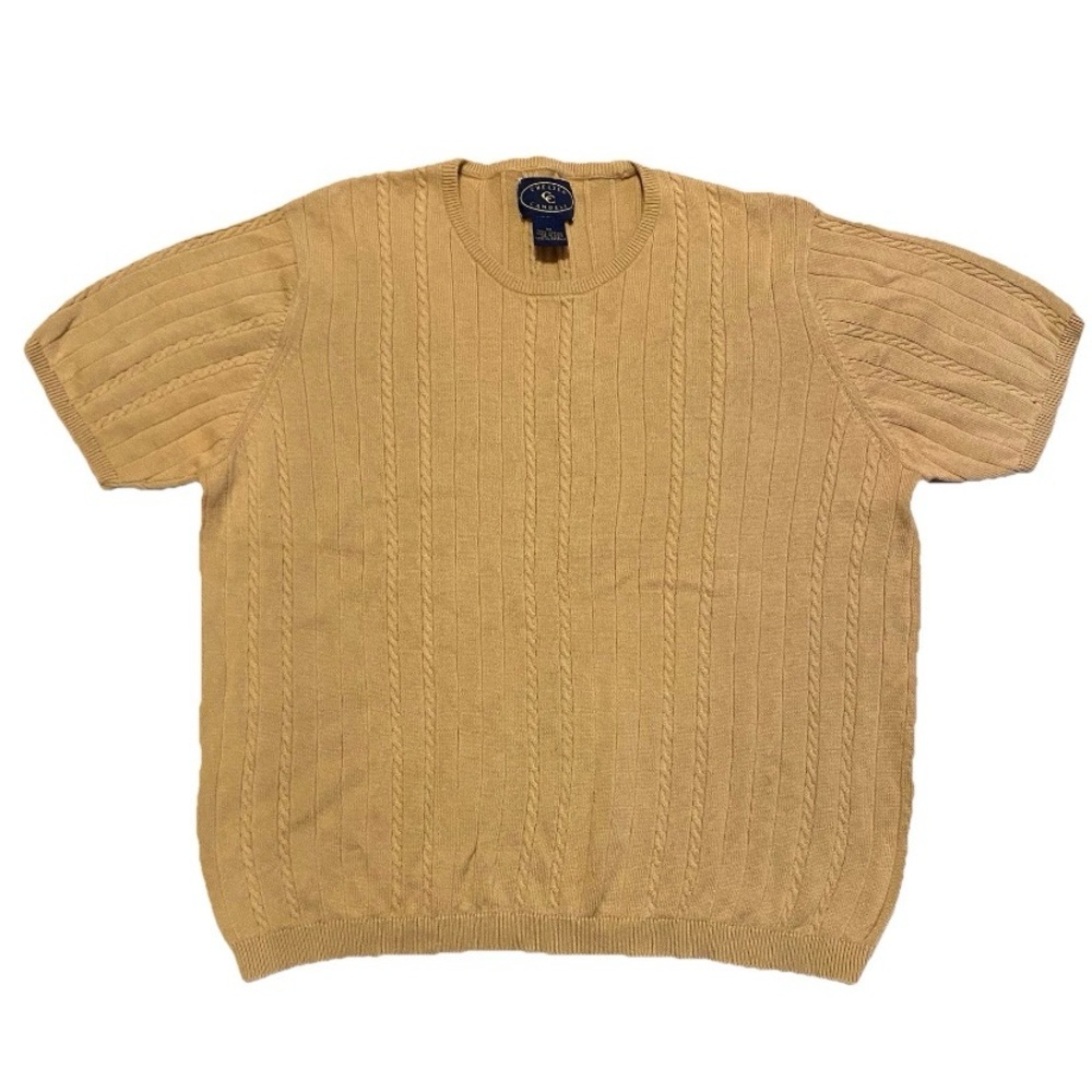 Chelsea Cambell Sweater Top Women’s Medium 100% Cotton Cable Knit Short Sleeve